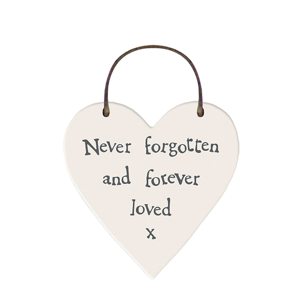 Never Forgotten and Forever Loved Mini Wooden Hanging Remembrance Heart | Cracker Filler | Mini Gift