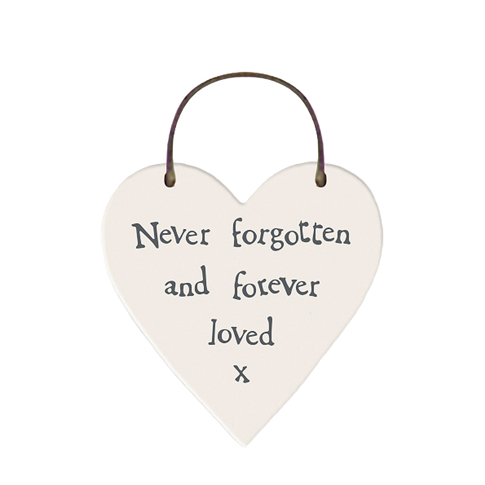Never Forgotten and Forever Loved Mini Wooden Hanging Remembrance Heart | Cracker Filler | Little Gift