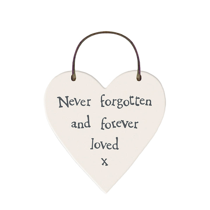 Never Forgotten and Forever Loved Mini Wooden Hanging Remembrance Heart | Cracker Filler | Little Gift