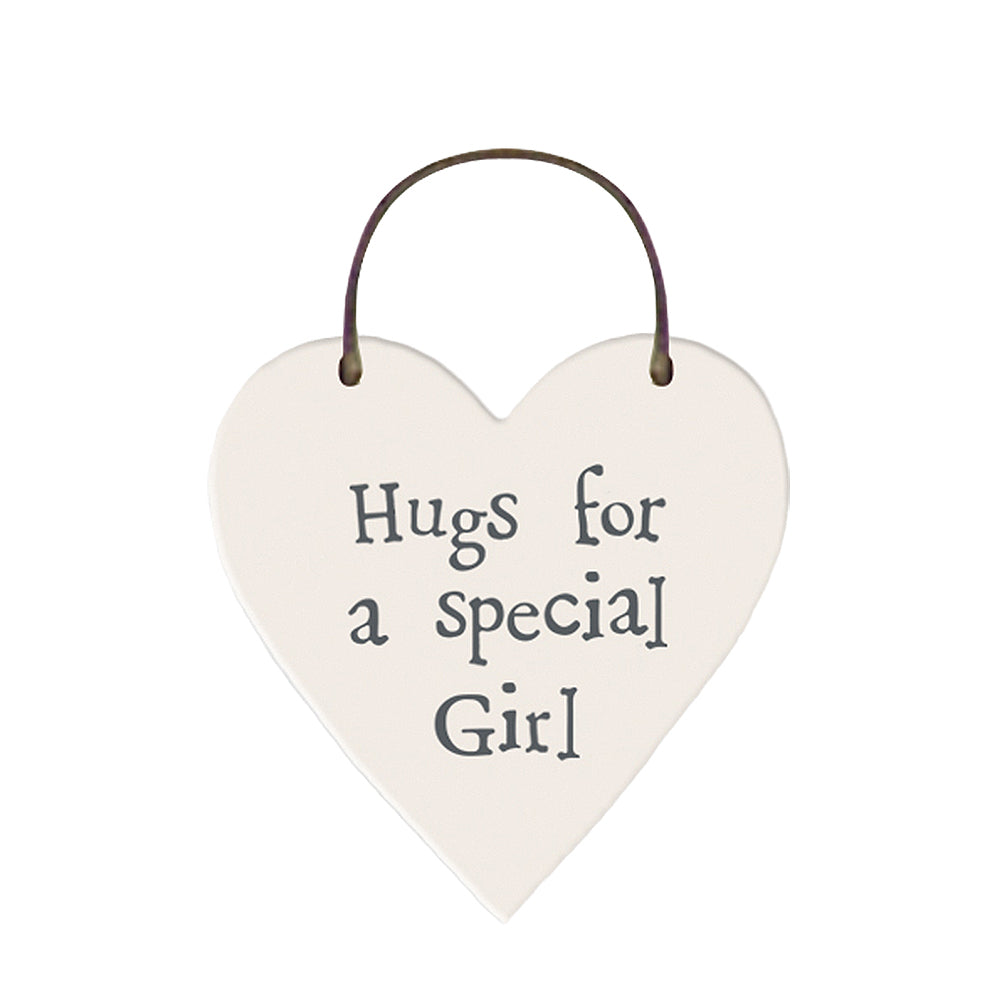 Hugs For A Special Girl Mini Wooden Hanging Heart | Cracker Filler | Mini Gift