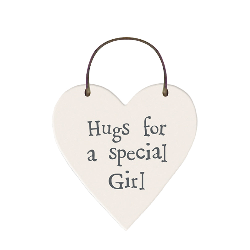 Hugs For A Special Girl Mini Wooden Hanging Heart | Cracker Filler | Little Gift