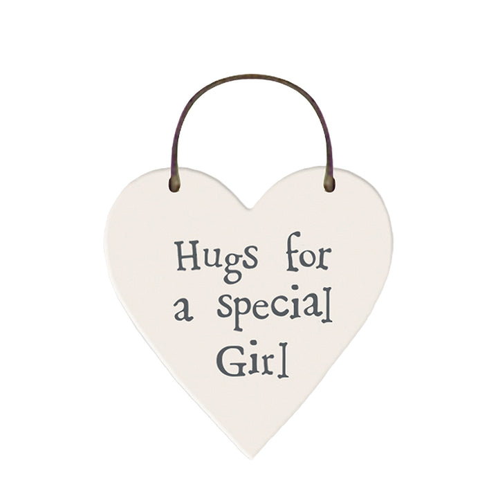 Hugs For A Special Girl Mini Wooden Hanging Heart | Cracker Filler | Little Gift