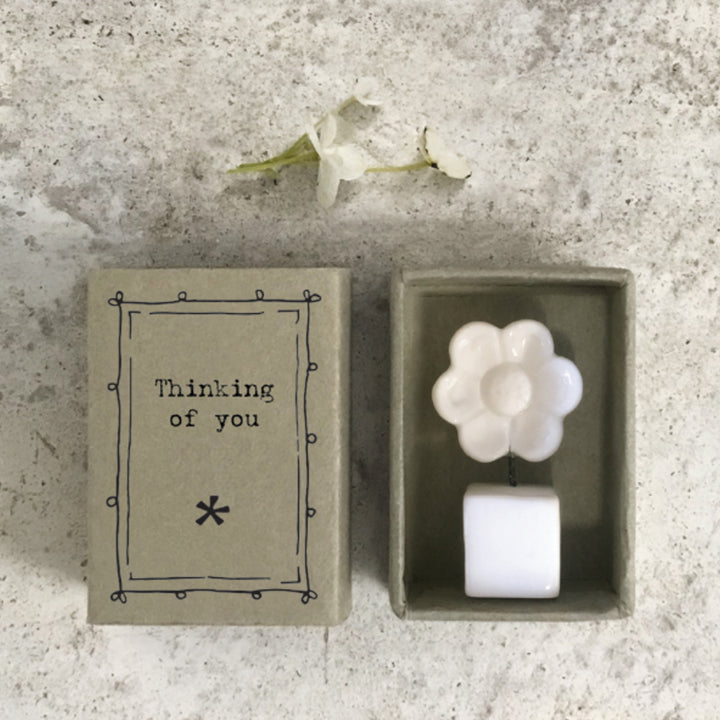 Mini Ceramic Standing Flower Ornament 'Thinking of You' | Cracker Filler | Mini Gift
