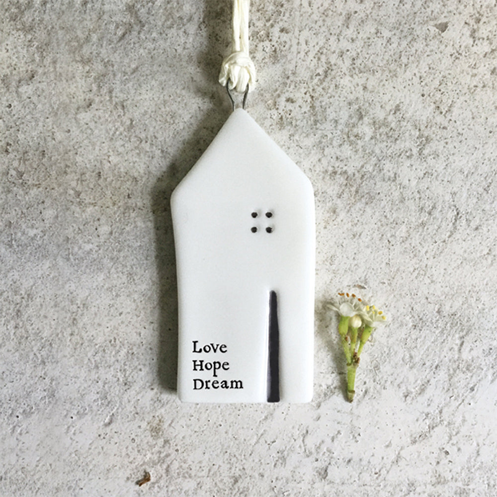 Love Hope Dream | Small Hanging Ceramic Ornament | Cracker Filler | Mini Gift