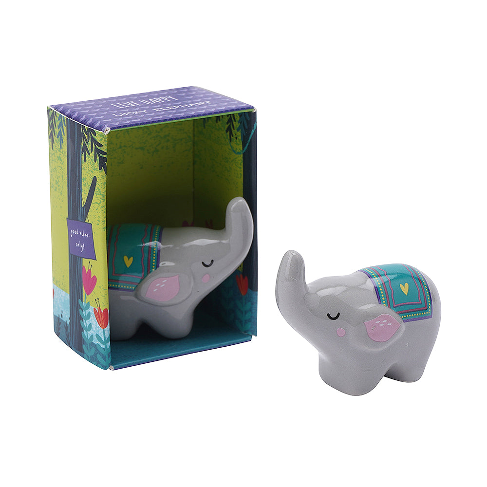 Live Happy Lucky Elephant Ornament | Cracker Filler | Mini Gift