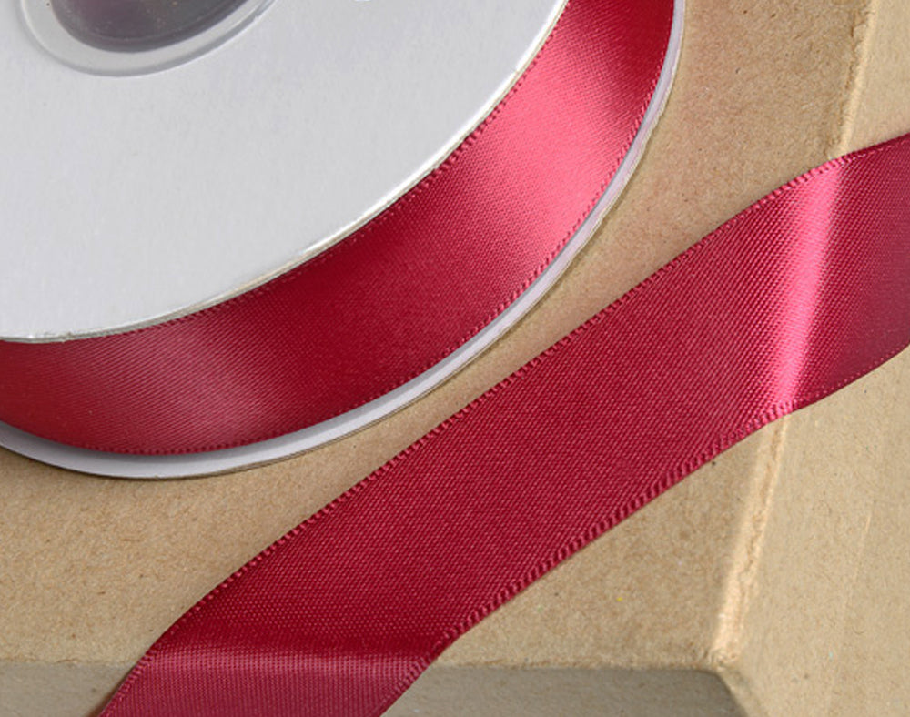25m Burgundy 15mm Wide Satin Ribbon for Crafts