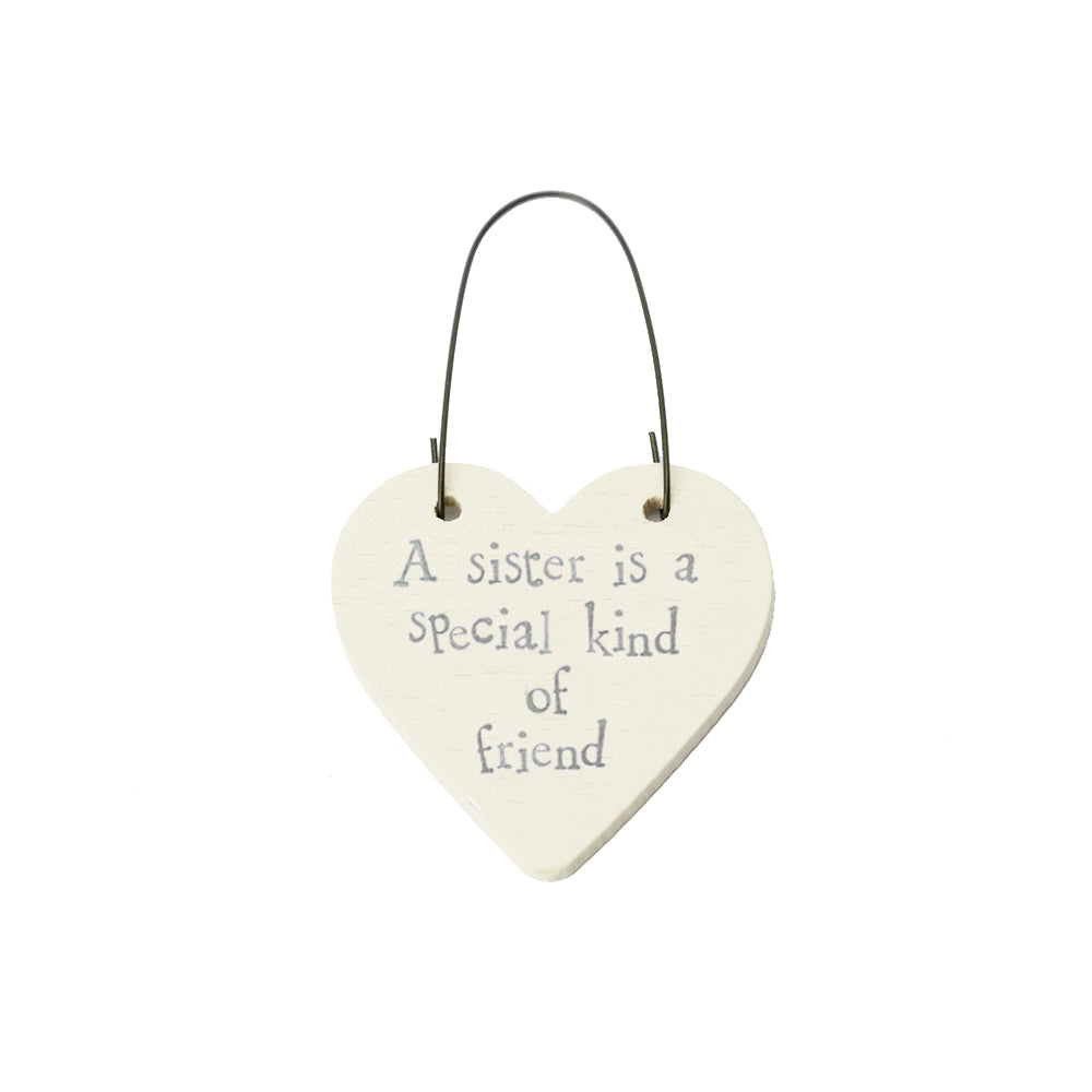 Sister Is A Special Friend - Mini Wooden Hanging Heart | Cracker Filler | Little Gift