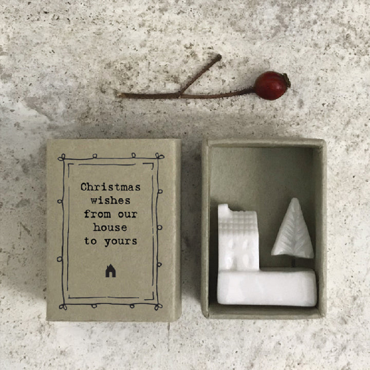 Christmas Wishes From Our House To Yours | Ceramic House | Cracker Filler | Mini Gift