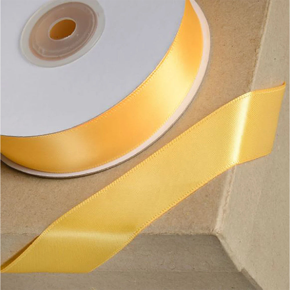 25m Marigold Yellow 23mm Wide Satin Ribbon for Crafts
