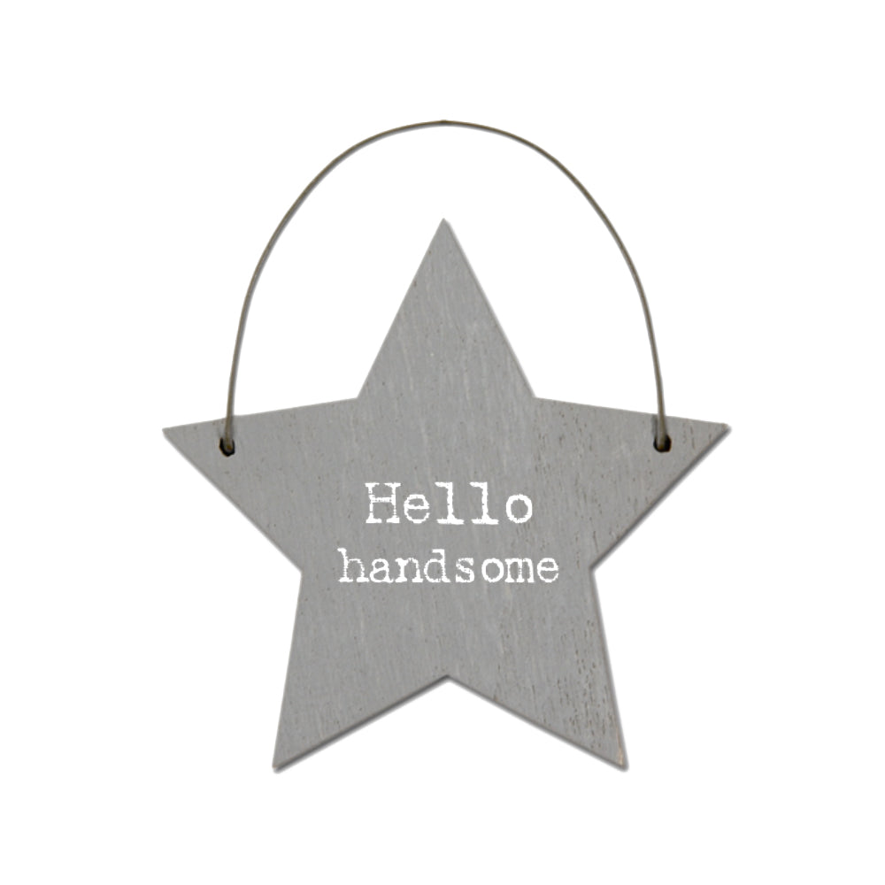Hello Handsome - Mini Wooden Hanging Star | Cracker Filler | Mini Gift