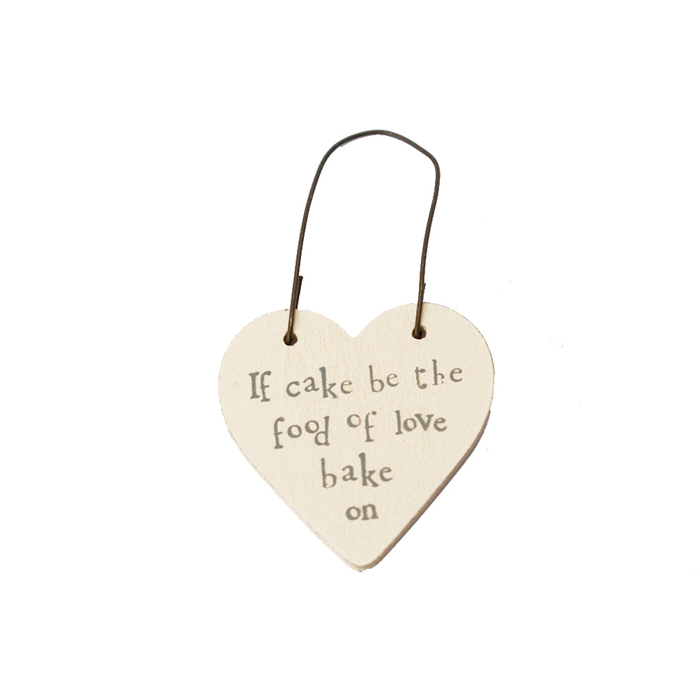 Cake Is The Food of Love - Mini Wooden Hanging Heart | Cracker Filler | Mini Gift