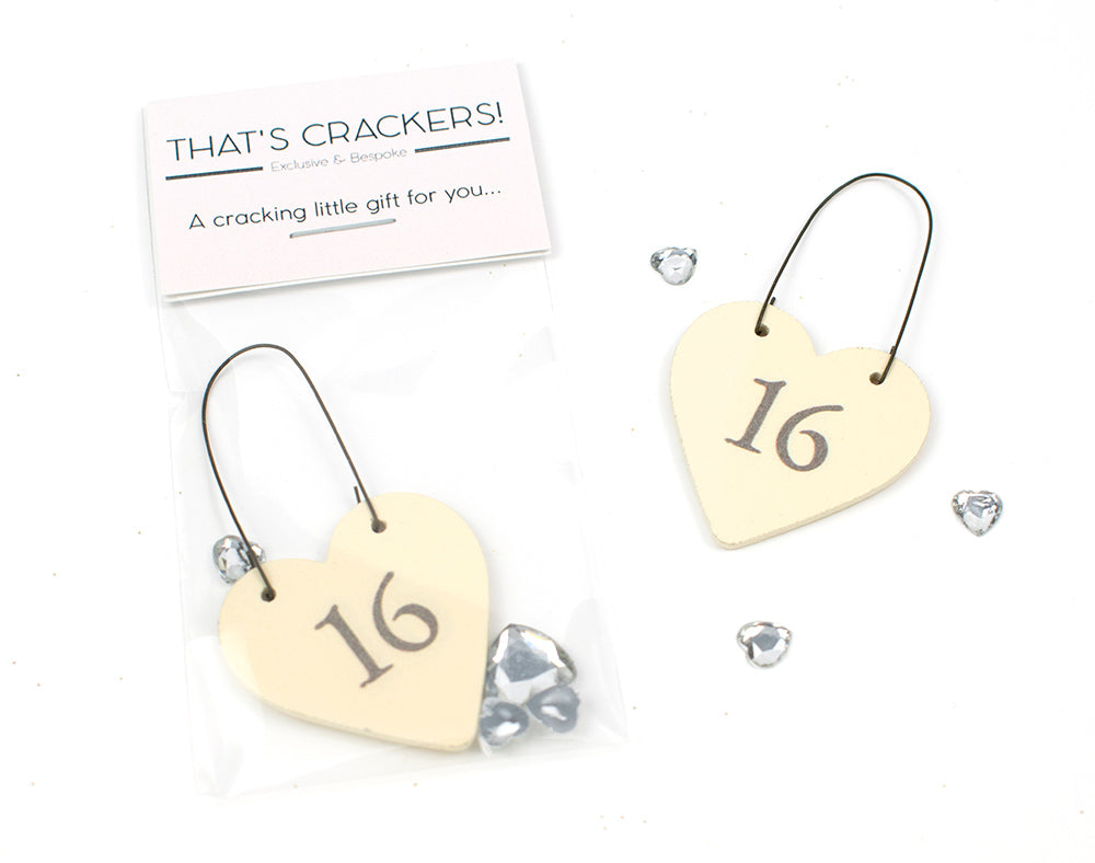 16th Birthday Mini Heart Hanger & Jewels Bag | Cracker Filler | Mini Gift