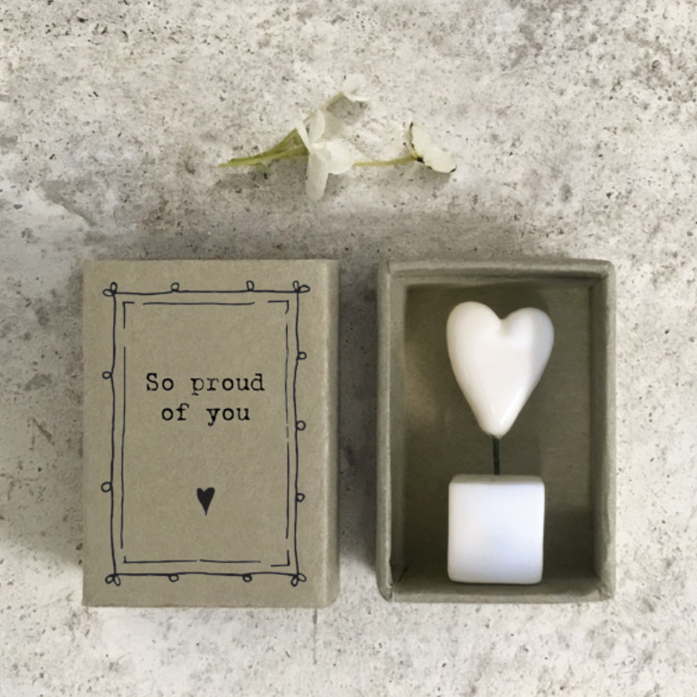 So Proud of You | Ceramic Heart on Stand | Cracker Filler | Matchbox Little Gift
