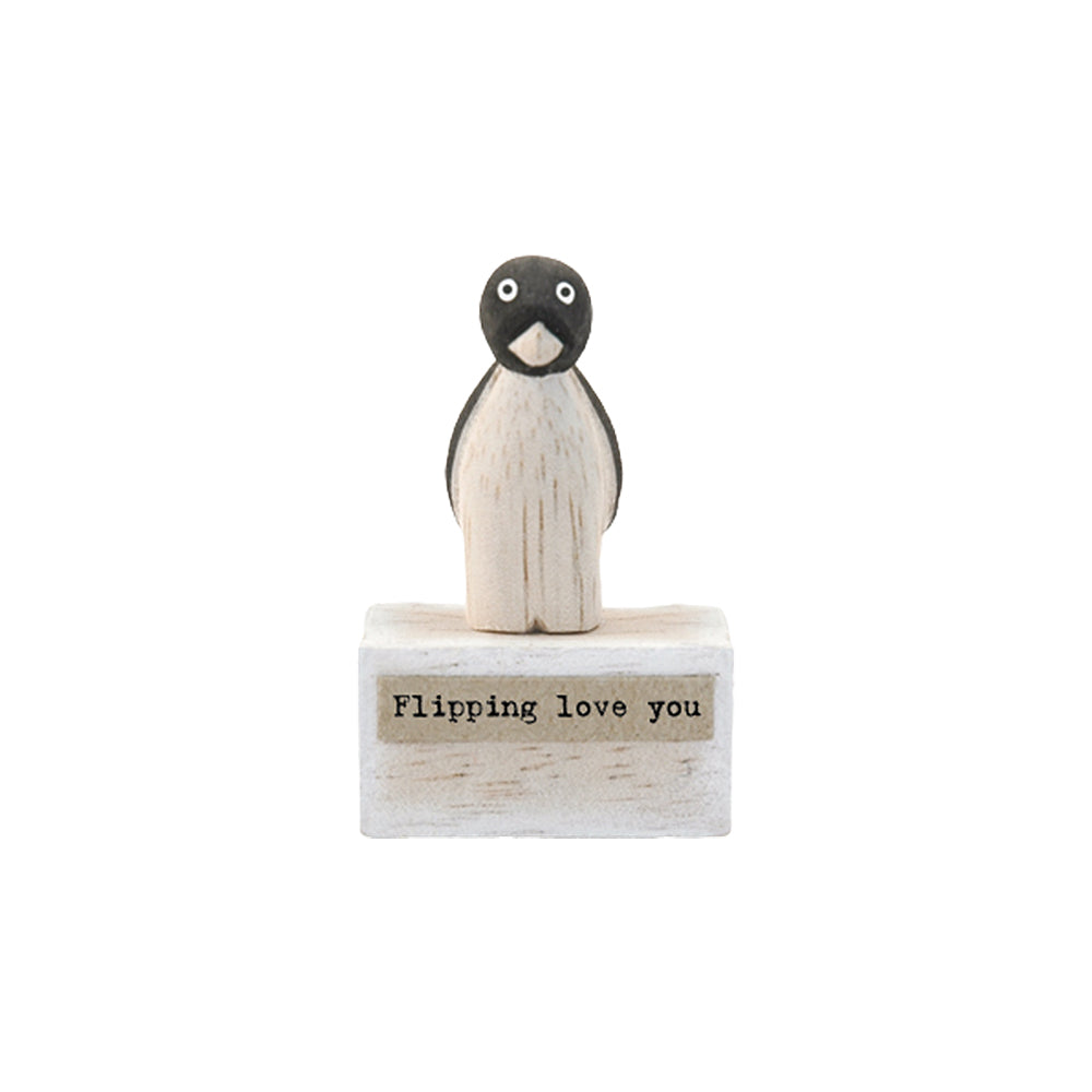 5cm Wooden Penguin on Stand | Flipping Love You | Cracker Filler | Mini Gift
