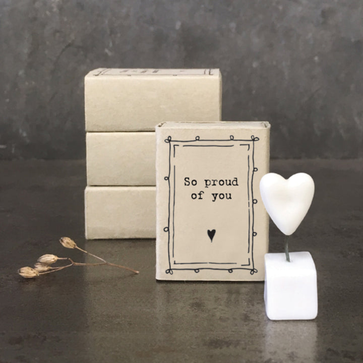 So Proud of You | Ceramic Heart on Stand | Cracker Filler | Matchbox Little Gift