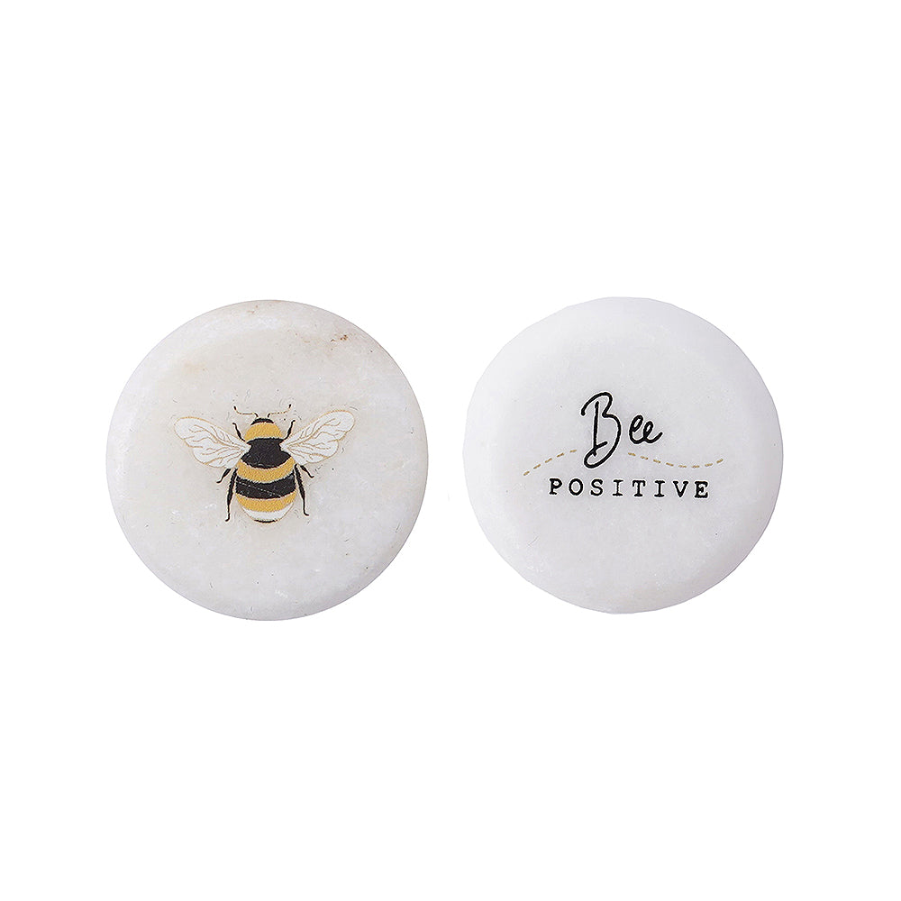 Bee Positive | 3cm Ceramic Pebble Keepsake | Cracker Filler | Mini Gift