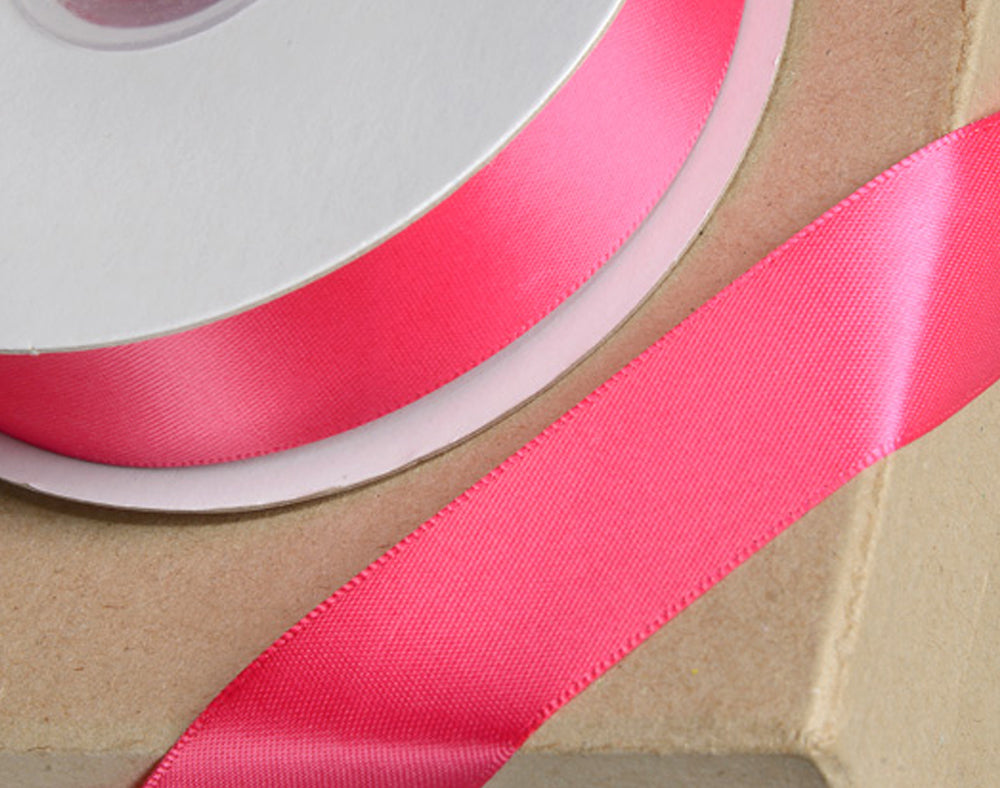 25m Fuchsia Pink 23mm Wide Satin Ribbon for Crafts