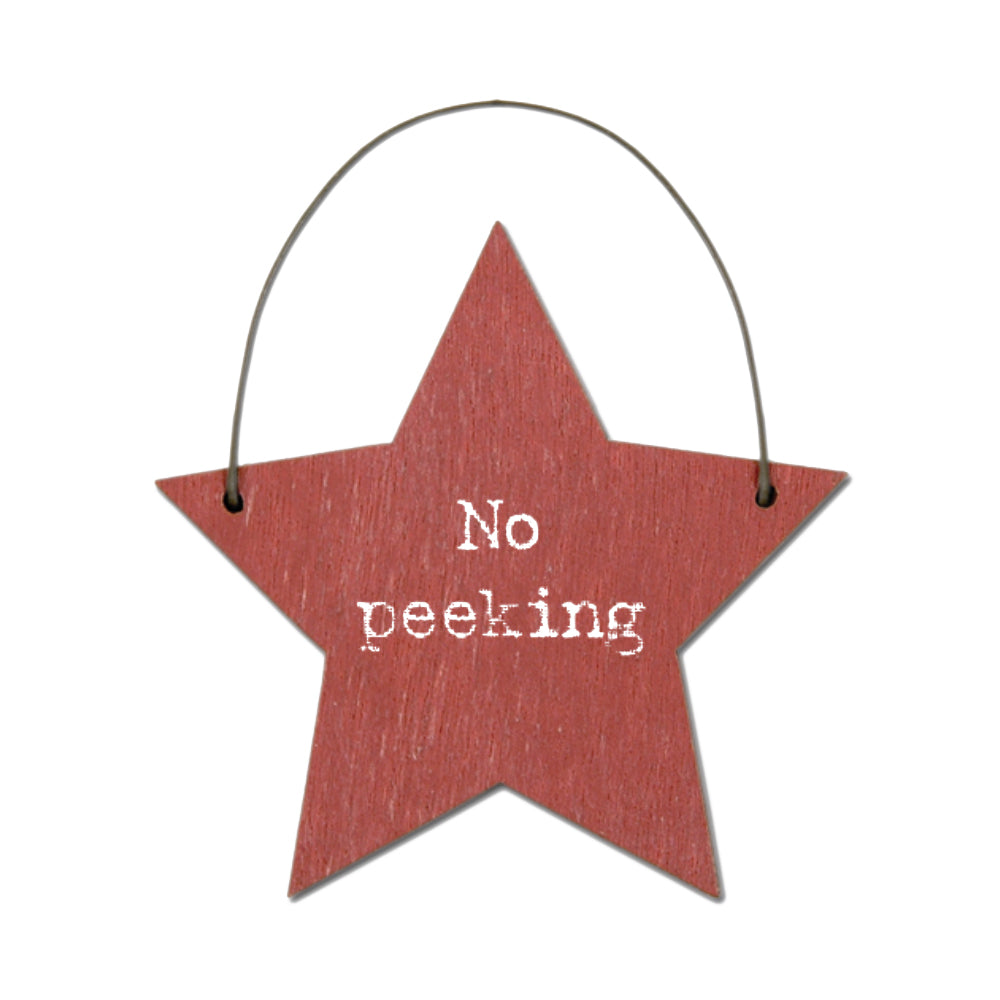 No Peeking - Mini Wooden Hanging Star | Cracker Filler | Little Gift