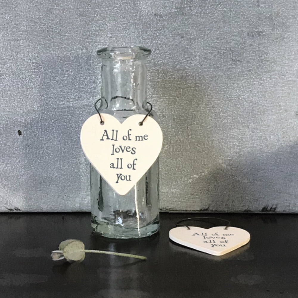 All of Me Loves All of You - Mini Wooden Hanging Heart | Cracker Filler | Mini Gift