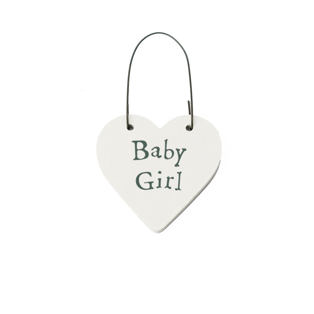 Baby Girl Mini Wooden Hanging Heart | Cracker Filler | Little Gift