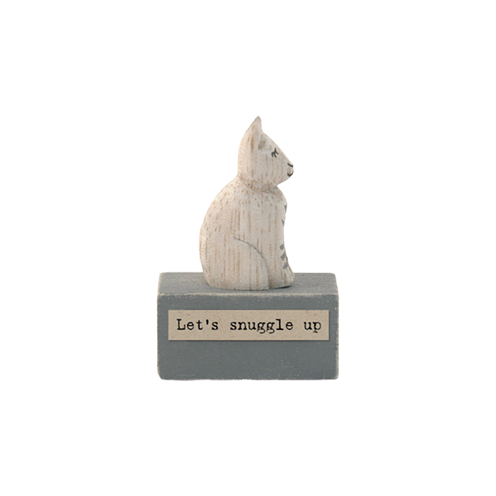 5cm Wooden Cat on Stand | Let's Snuggle Up | Cracker Filler | Mini Gift