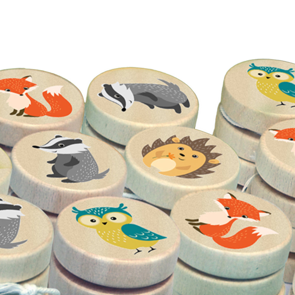 Single Wooden Yo-Yo Wildlife Theme | Classic Toy | Cracker Filler | Mini Gift