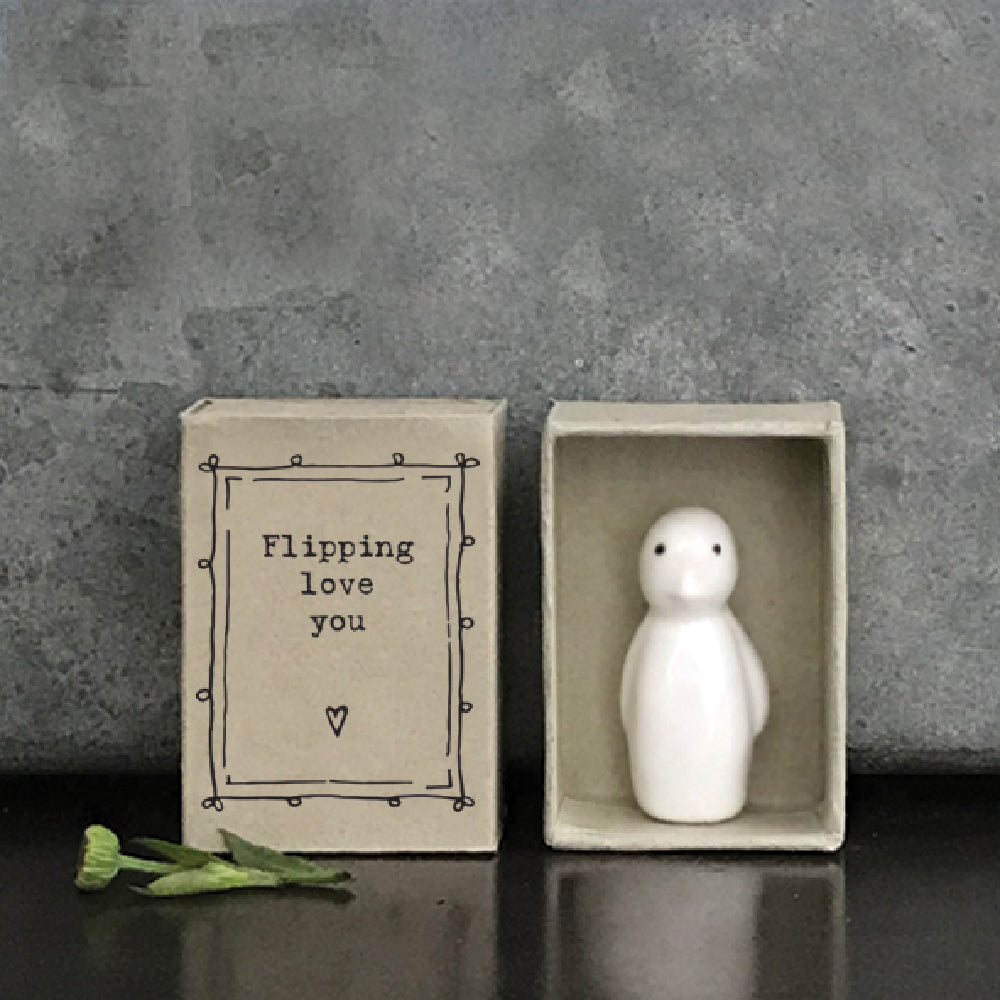 Flipping Love You | Ceramic Penguin | Cracker Filler | Matchbox Little Gift