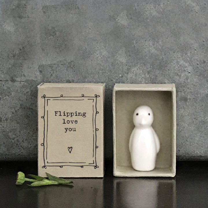 Flipping Love You | Ceramic Penguin | Cracker Filler | Matchbox Little Gift