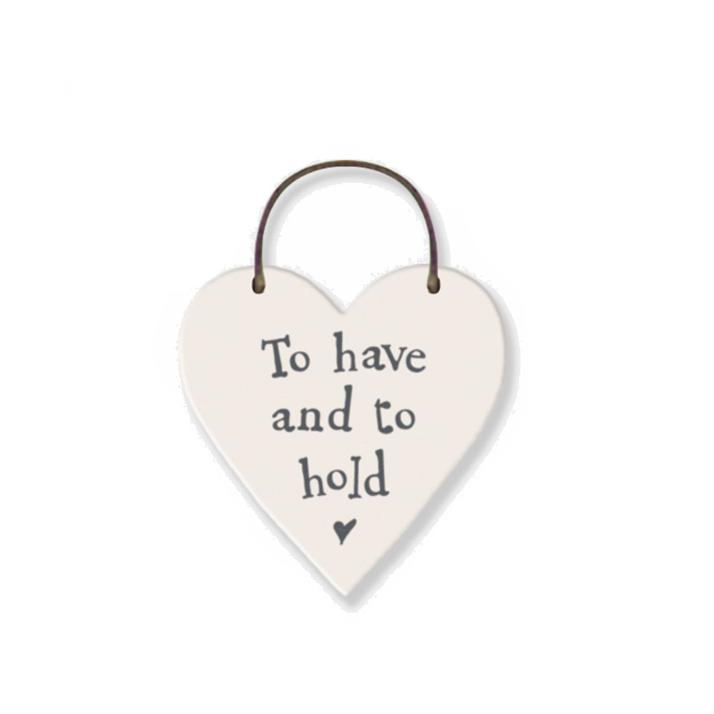 To Have & To Hold Mini Wooden Hanging Heart | Cracker Filler | Mini Gift