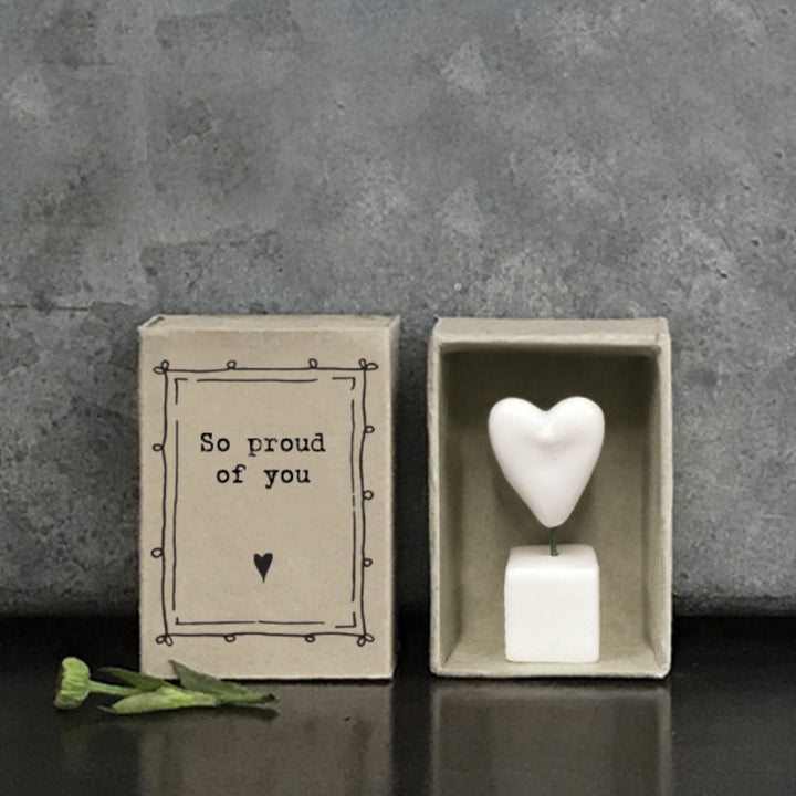 So Proud of You | Ceramic Heart on Stand | Cracker Filler | Matchbox Little Gift
