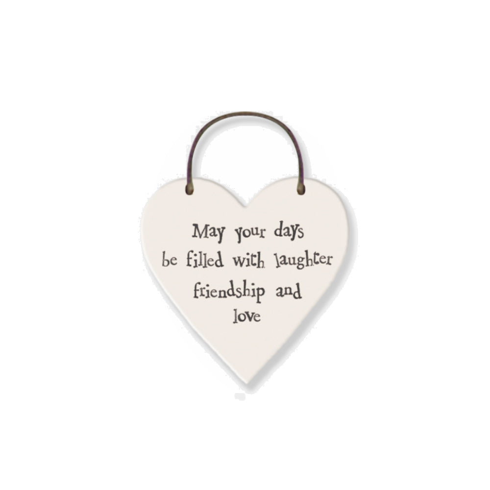 Days of Laughter, Friendship, Love - Mini Wooden Hanging Heart | Cracker Filler | Mini Gift