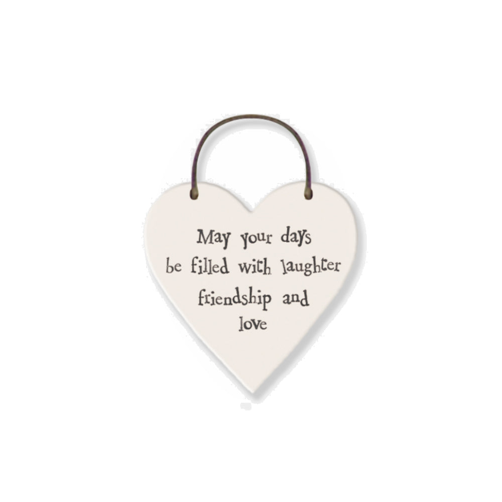 Days of Laughter, Friendship, Love - Mini Wooden Hanging Heart | Cracker Filler | Little Gift