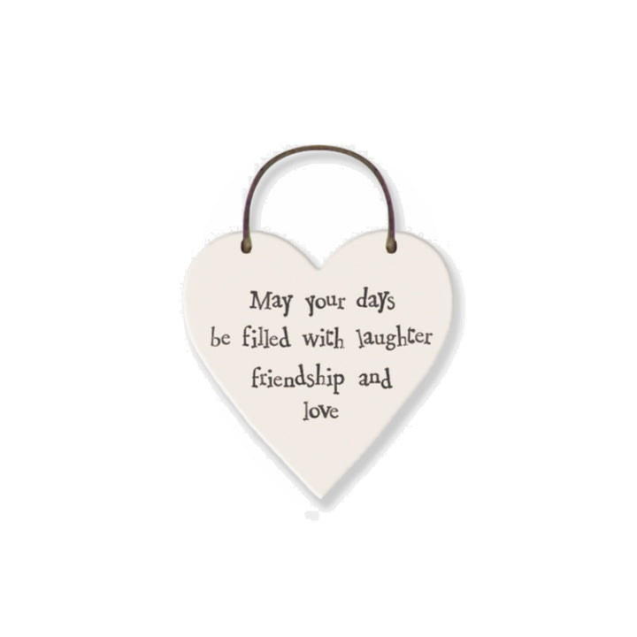 Days of Laughter, Friendship, Love - Mini Wooden Hanging Heart | Cracker Filler | Little Gift