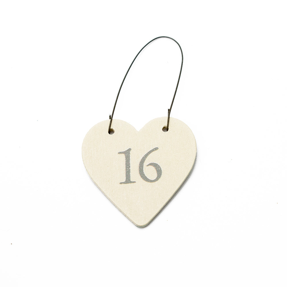 16 Mini Wooden Hanging Heart for 16th Birthday | Cracker Filler | Little Gift