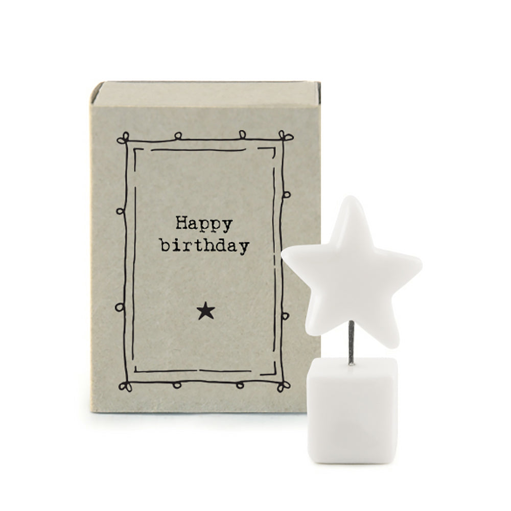 Mini Ceramic Standing Star Ornament 'Happy Birthday' | Cracker Filler | Mini Gift
