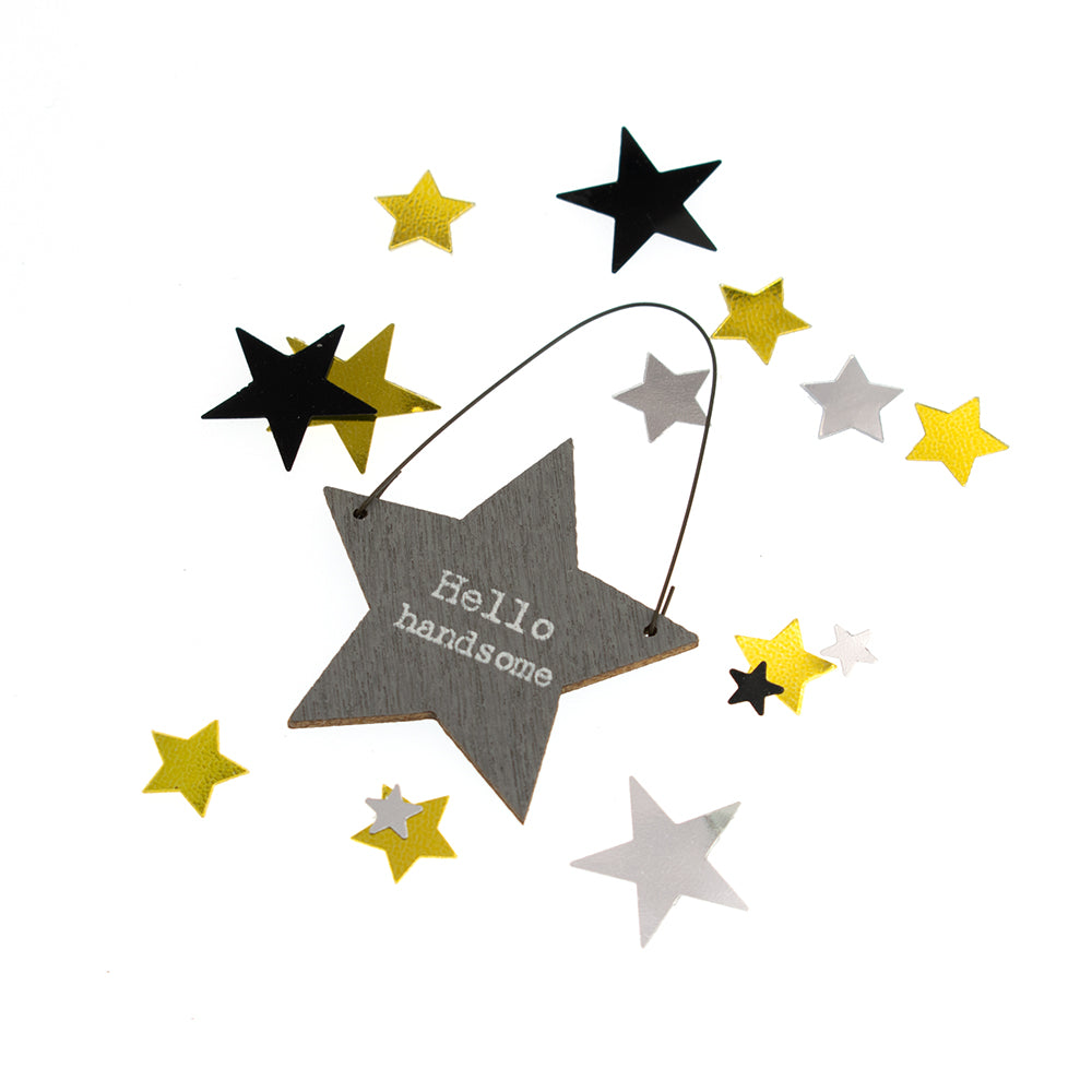 Hello Handsome Mini Star Hanger & Confetti Bag | Cracker Filler | Little Gift