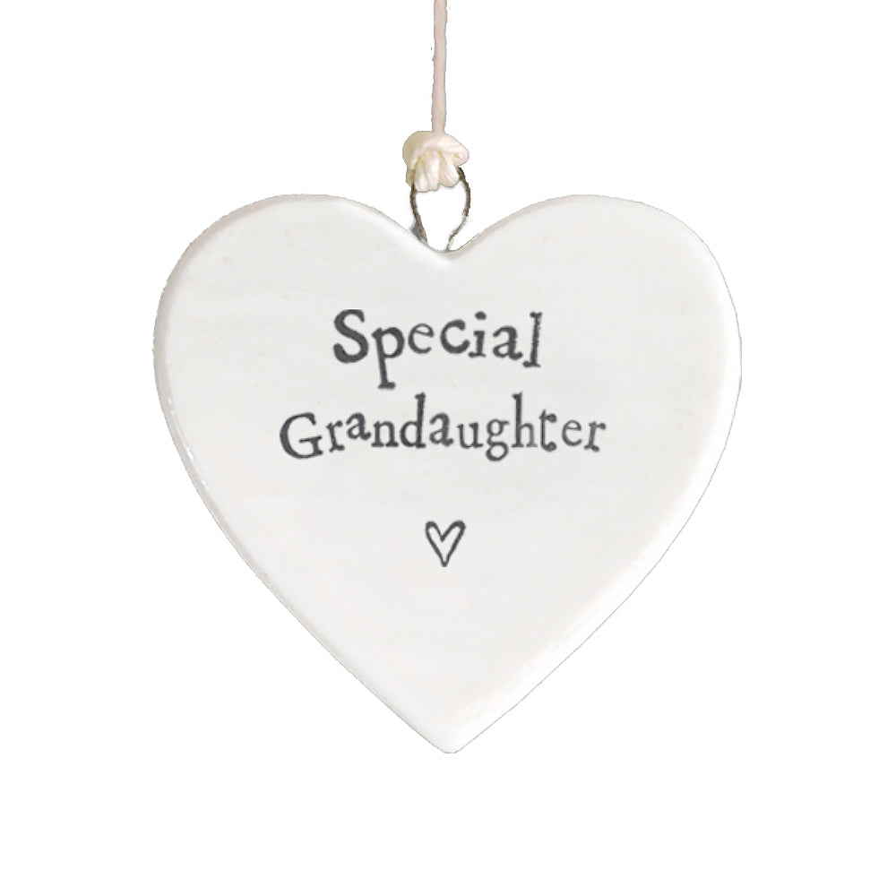 Ceramic Heart Hanging Decoration | Special Granddaughter | Cracker Filler | Little Gift