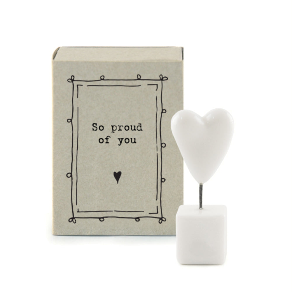 So Proud of You | Ceramic Heart on Stand | Cracker Filler | Matchbox Little Gift