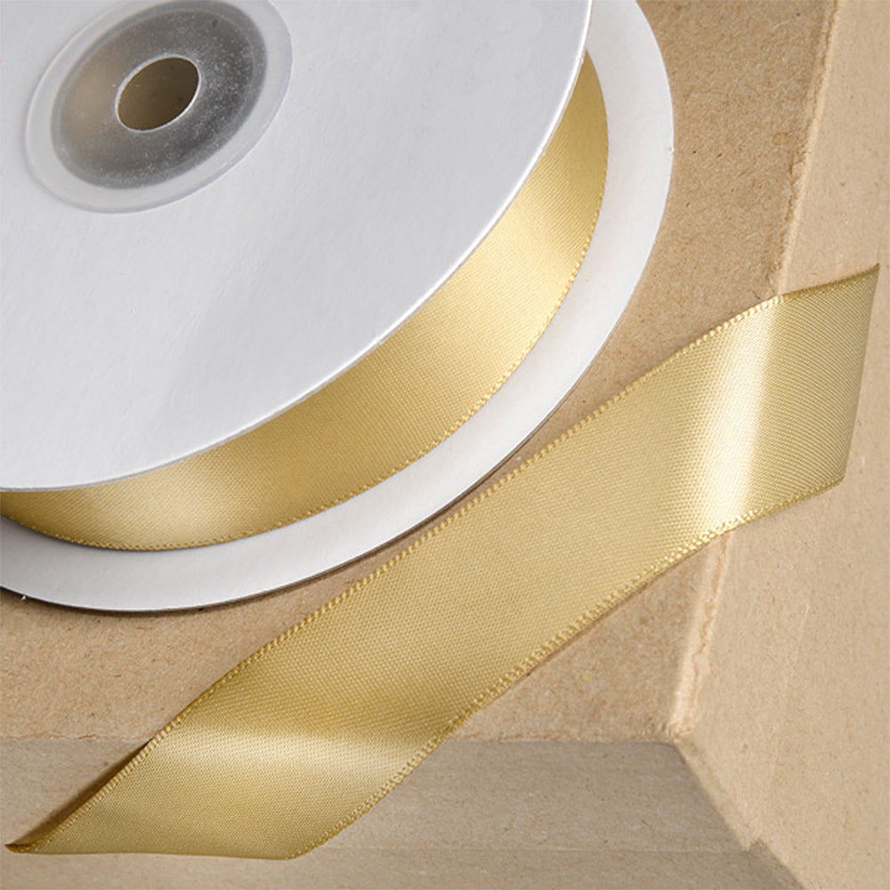 25m Light Gold 23mm Wide Satin Ribbon for Crafts