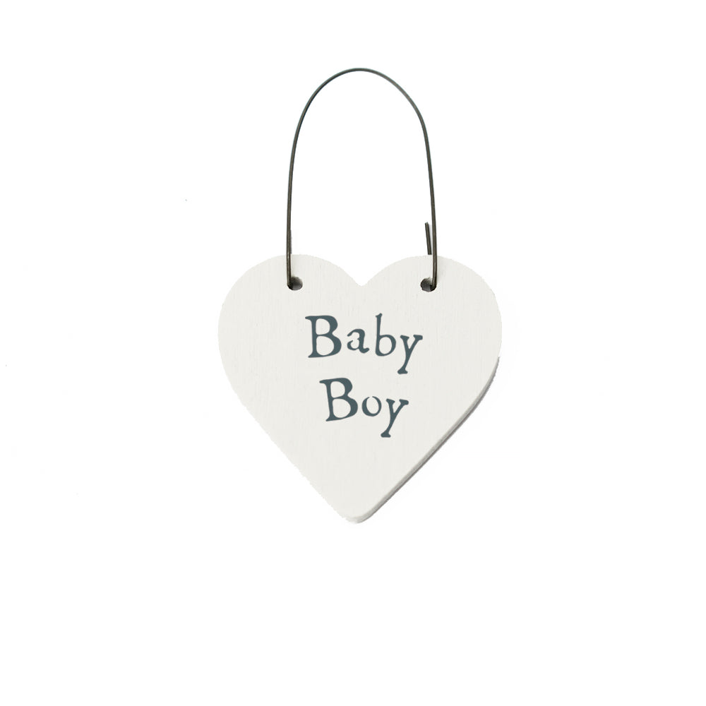Baby Boy Mini Wooden Hanging Heart | Cracker Filler | Little Gift