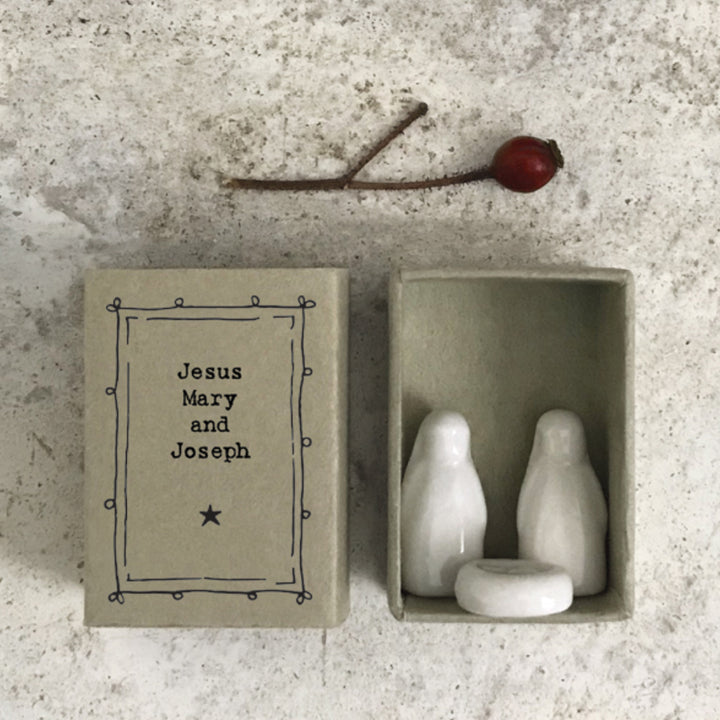 Jesus Mary and Joseph | Ceramic Nativity | Cracker Filler | Matchbox Little Gift