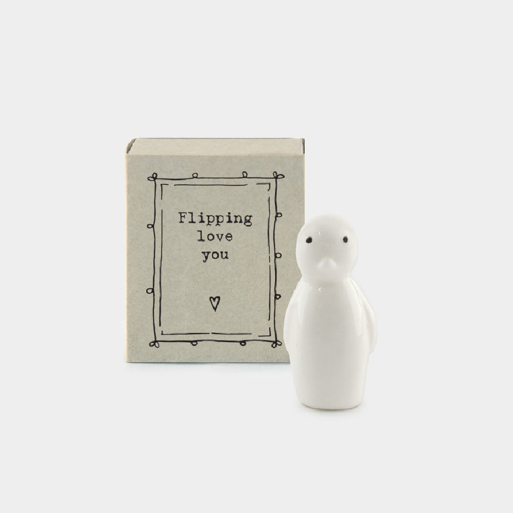 Flipping Love You | Ceramic Penguin | Cracker Filler | Matchbox Little Gift