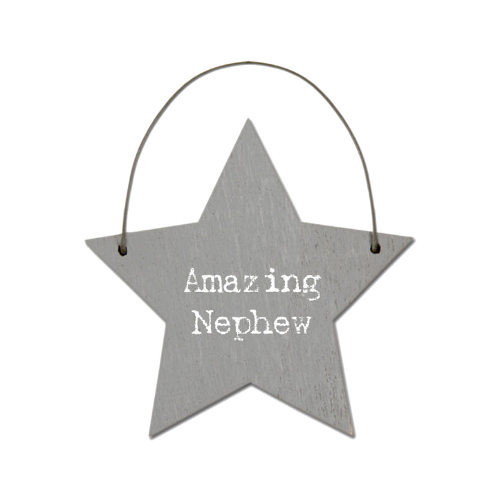 Amazing Nephew - Mini Wooden Hanging Star | Cracker Filler | Mini Gift