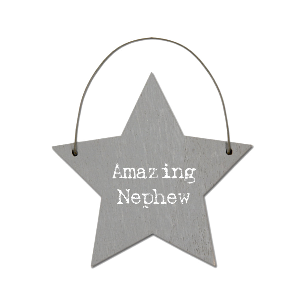 Amazing Nephew - Mini Wooden Hanging Star | Cracker Filler | Little Gift
