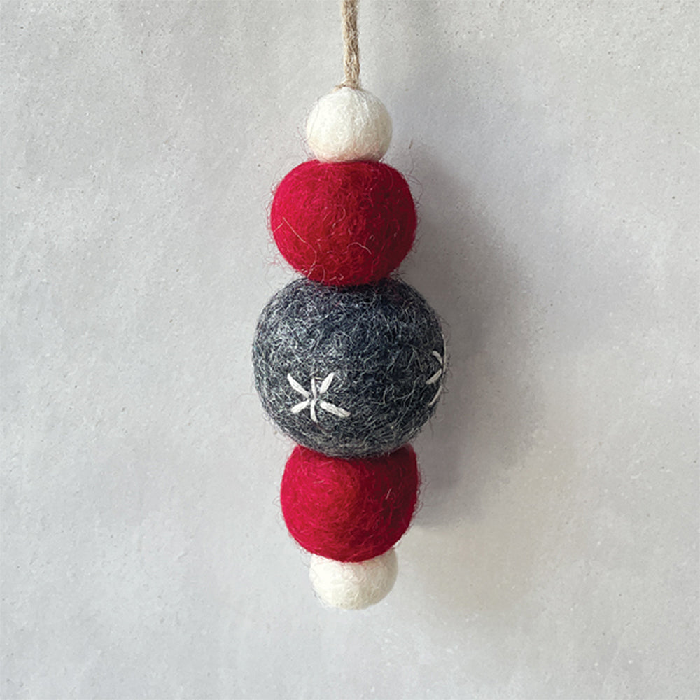 Handmade Felted Droplet Style Christmas Tree Bauble | Deep Grey Mix | 9.5cm