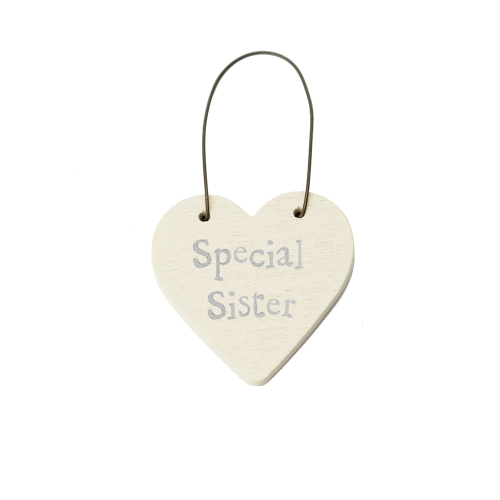 Special Sister - Mini Wooden Hanging Heart | Cracker Filler | Little Gift