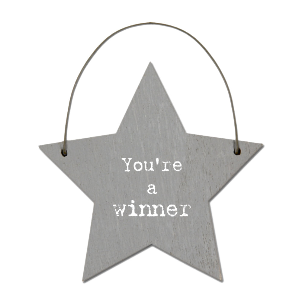 Mini Grey Wooden Hanging Heart | You're A Winner | Cracker Filler | Mini Gift